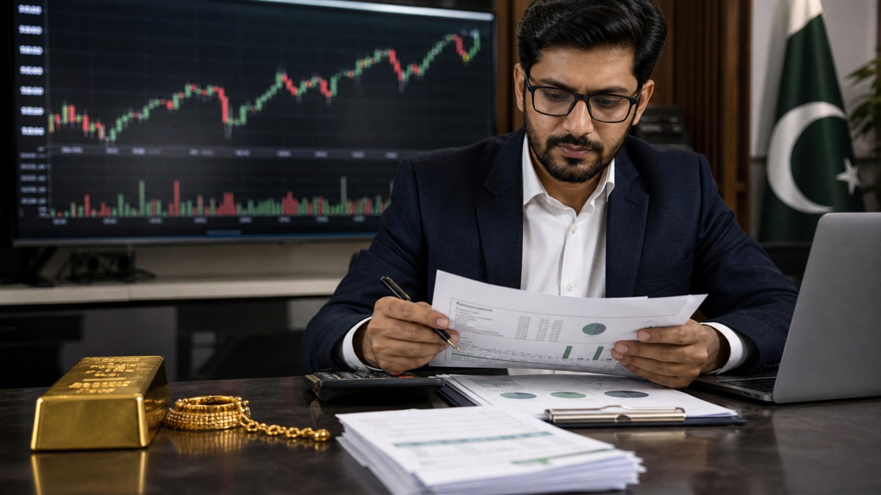 Analyst verifying gold price and financial information