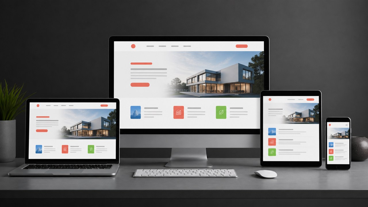 Responsive website displayed across desktop tablet and phone